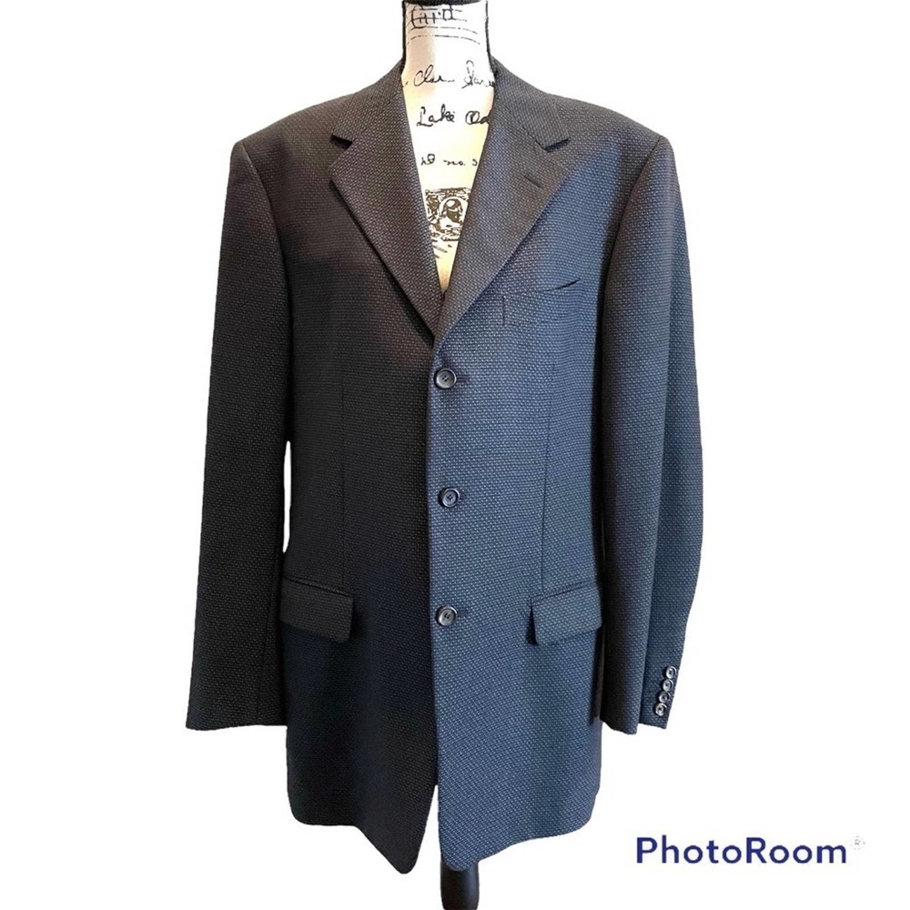 PAL ZILERI GRUPPO FORALL Mens Jacket Blazer Navy Blue Black Size 46L Sport Coat